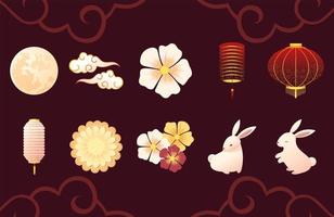 chinese moon flowers vector