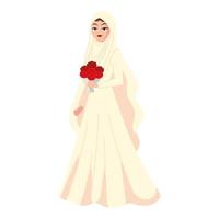 beautiful muslim bride with flowers vector