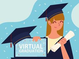 virtual graduation girl vector