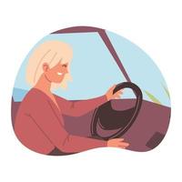 blond woman driving car vector