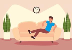 man sitting on sofa vector