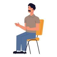 man sitting on chair vector