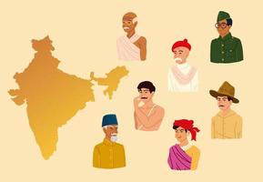 indian map and people vector