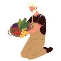 old man with fresh food vector