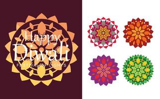 celebración de diwali y mandalas vector