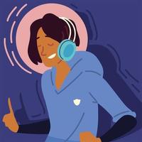 young using earphones vector