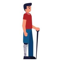 disabled guy with walk cane vector