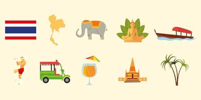iconos de la cultura de tailandia vector