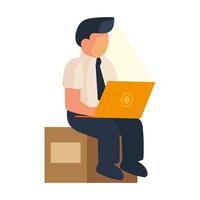 businessman with laptop vector
