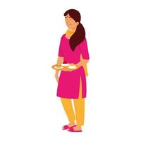 indian woman with candle vector