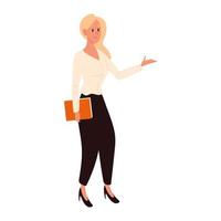 mujer de negocios con carpeta vector