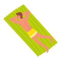 man relaxing on the air bed vector