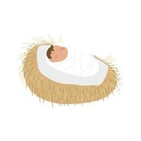 nativity baby jesus in the crib icon design on white background vector