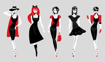 women in fashion clothes vector