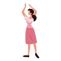 back view woman hands up vector