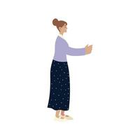 character woman cartoon standing, icon white background vector