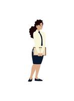 businesswoman character female standing, on white background vector