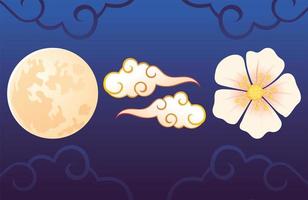 night moon flower vector