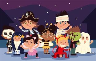 little kids with costumes vector