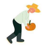 farmer with pumpkin vector