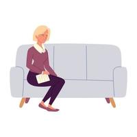 worried woman sitting vector