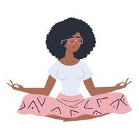 afro woman in meditation vector