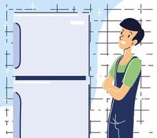 repairman with fridge vector