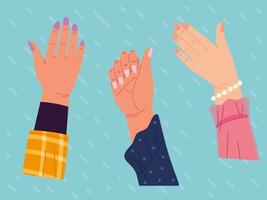 raised hands with manicure vector
