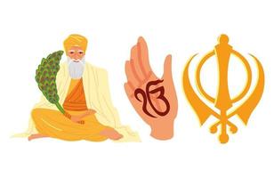 guru nanak jayanti icons vector