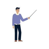businessman with a pointing stick icon flat isolated design vector