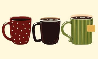 coffee and tea cups vector