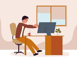 guy in office making active break vector