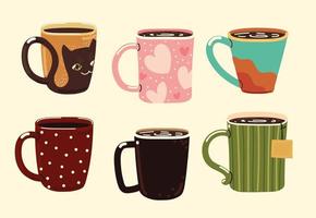 cups with hot beverages vector