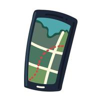 smartphone with gps map vector