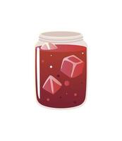 juice in glass with ice fresh beverage icon vector
