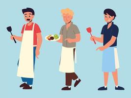 chef men with apron vector