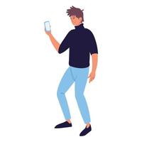 man standing with phone vector