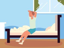 el personaje del hombre se despierta después de dormir vector