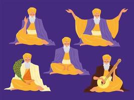 personaje guru nanak jayanti vector