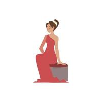 personaje de dibujos animados mujer sentada en una silla con estilo de vestido de moda vector