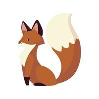 cute fox cartoon fluffy pet animal with beautiful tail vector