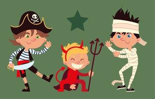 funny boys in costumes vector