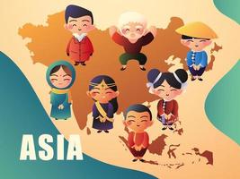 map of asia and people vector