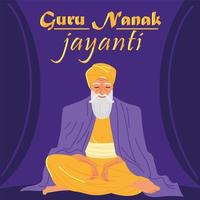 guru nanak jayanti tarjeta hindú vector