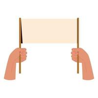 hands with empty placard vector