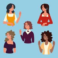 young women set vector