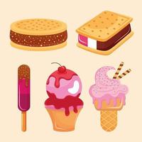 five iced confectionery icons vector