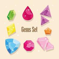 conjunto de gemas brillantes vector