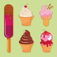 iced confectionery five icons vector
