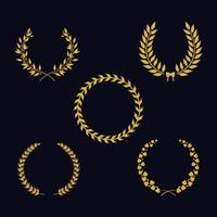 five golden laurel wreaths vector